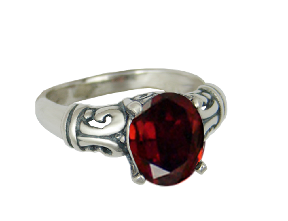 Sterling Silver Ring With Garnet Size 8